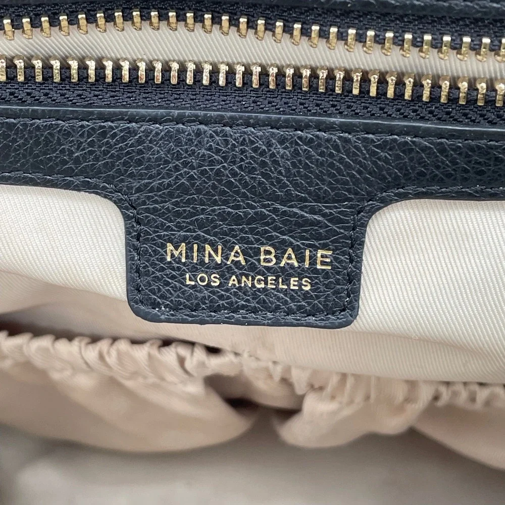 Mina Baie Diaper Bag Leather Backpack Women Large Black Good Condition